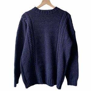 Vintage Oversized 100% wool sweater navy blue